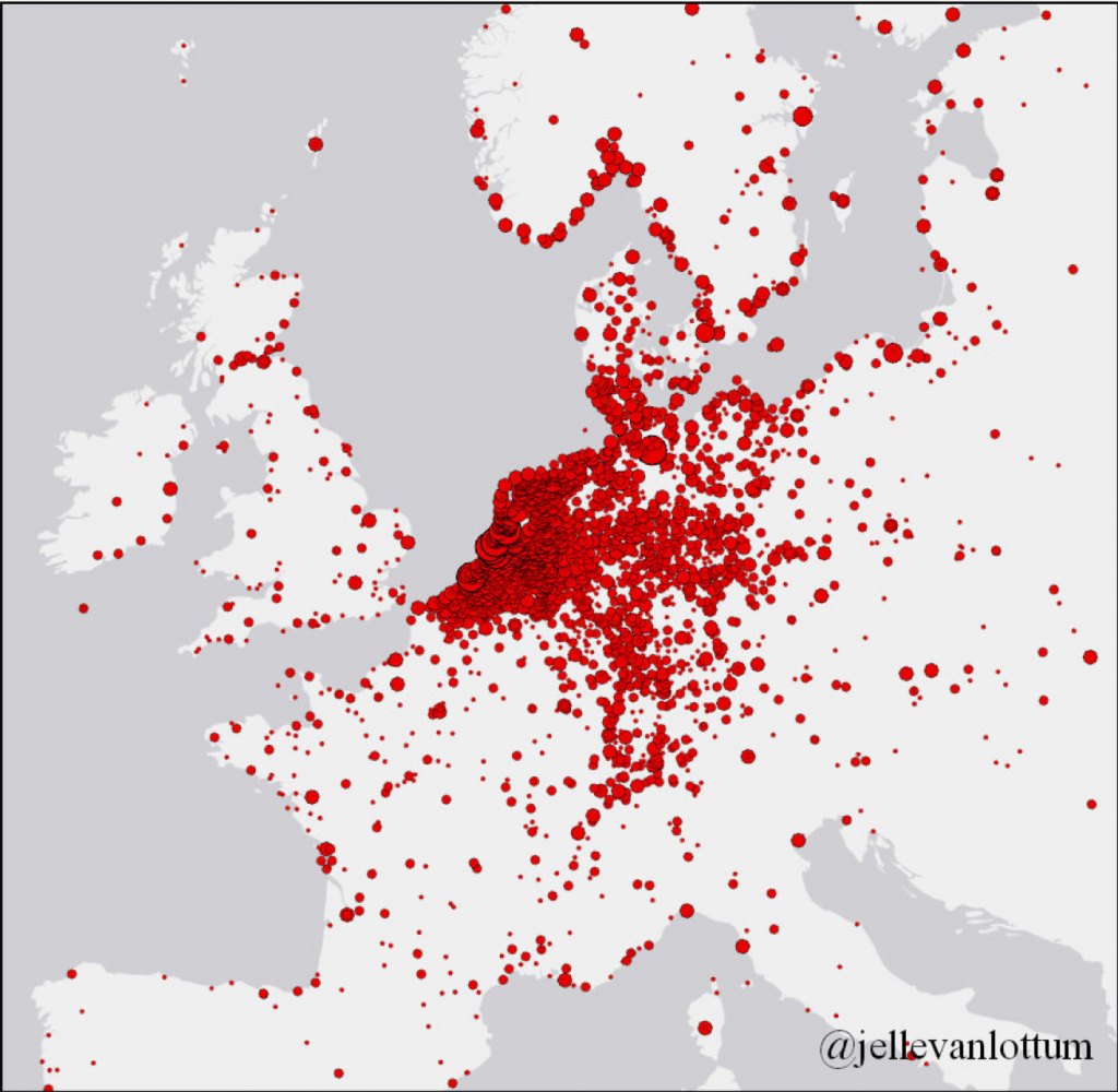 VOC crew members' places of birth (Europe)