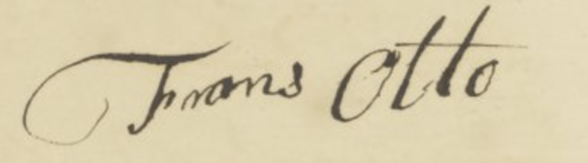 Signature of Frans Otto in the VOC pay ledgers. Source: NL-HaNA, 1.04.02, inv. nr. 6292, nr. 13.