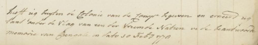 Frans Otto is not in the 'colony of the Company' anymore. Source: NL-HaNA, 1.04.02, inv. nr. 6570, nr. 13.